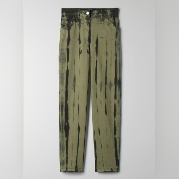 Aritzia Wilfred Free Kelsey Tie Dye Pants Size 8 High Rise Black Green Stretch - Picture 10 of 14